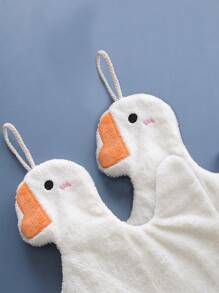 1pc Cartoon Duck Design Washcloth - White - View 3