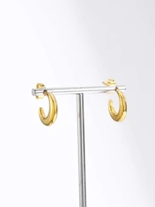 極簡風格圓耳環 - 金黃色 - 查看 5