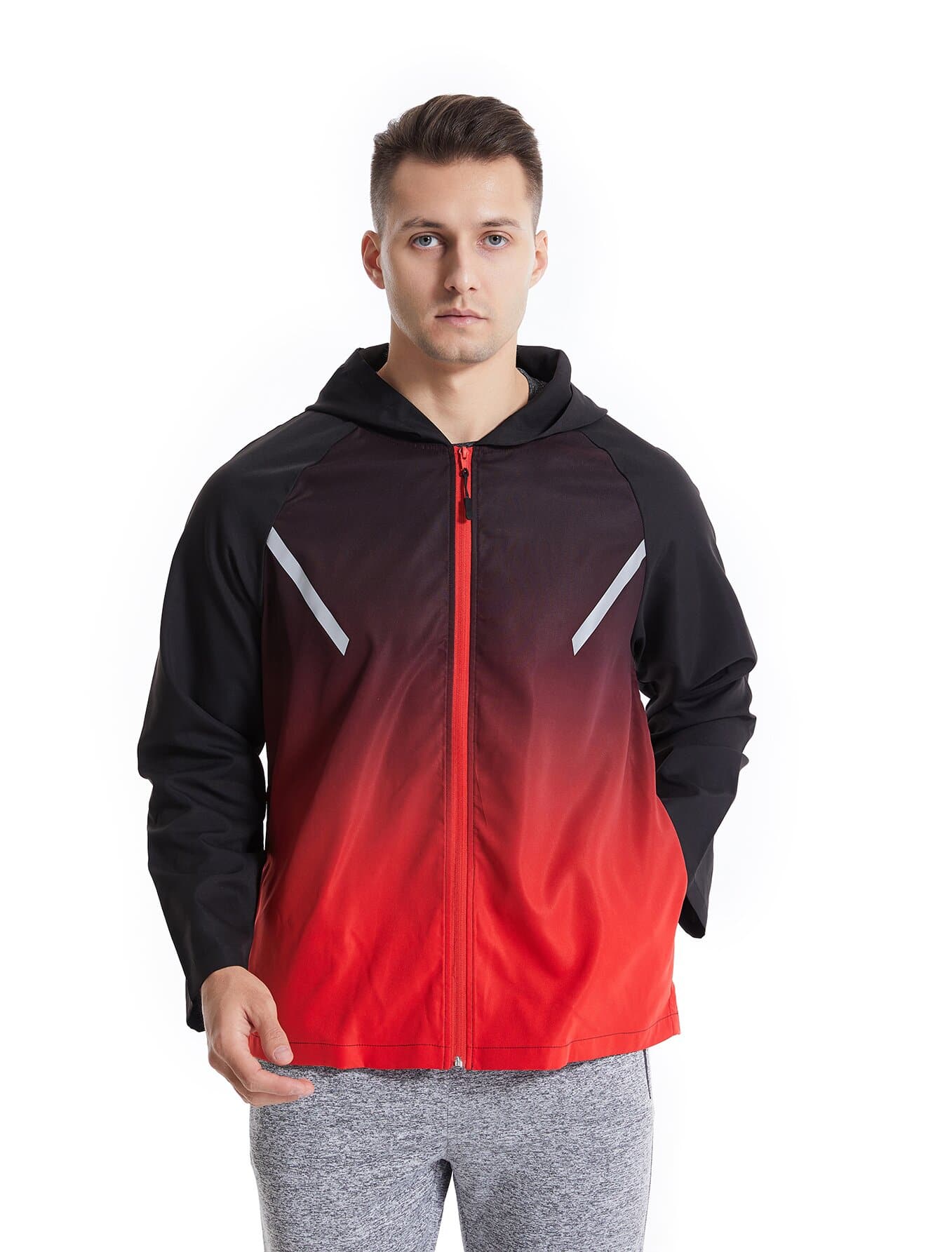 Manfinity Sport Corelite Men Ombre Hooded Sports Jacket - Multicolor - View 1
