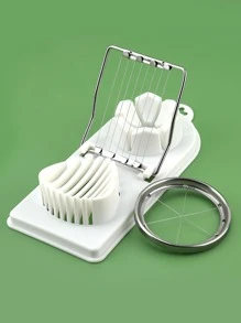 1pc Stainless Steel Egg Slicer, White 2 In 1 Egg Cutter For Kitchen - White - View 2