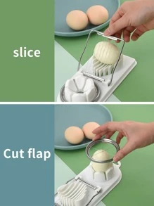 1pc Stainless Steel Egg Slicer, White 2 In 1 Egg Cutter For Kitchen - White - View 4