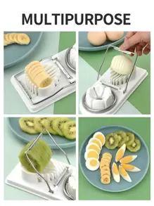 1pc Stainless Steel Egg Slicer, White 2 In 1 Egg Cutter For Kitchen - White - View 3