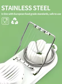 1pc Stainless Steel Egg Slicer, White 2 In 1 Egg Cutter For Kitchen - White - View 7