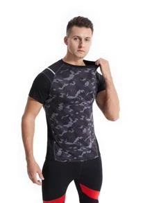 Manfinity Sport Corelite Hombres Camiseta deportiva con estampado de camuflaje de manga raglán - Multicolor - Ver 1