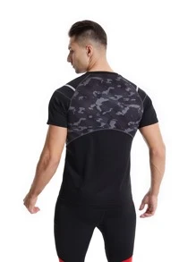 Manfinity Sport Corelite Hombres Camiseta deportiva con estampado de camuflaje de manga raglán - Multicolor - Ver 2