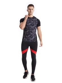 Manfinity Sport Corelite Hombres Camiseta deportiva con estampado de camuflaje de manga raglán - Multicolor - Ver 3