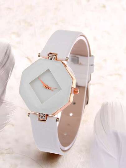 YILEIQI Montre à quartz à strass polygonal à pointeur