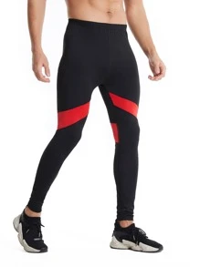 Men Colourblock Sports Tights - Black - View 3