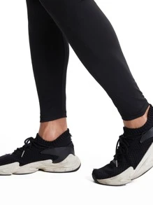 Men Colourblock Sports Tights - Black - View 4