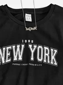SHEIN T-shirt Gráfica De Menina Adolescente Com Letra E Calça Cargo Com Cintura Com Cordão