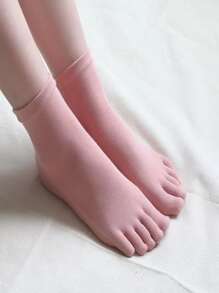 1 par Calcetines liso deportivo - Rosa - Ver 1