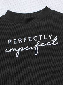 SHEIN Girls Letter Graphic Tee & Leopard Print Joggers - Multicolor - View 3