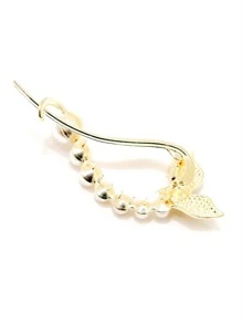 Faux Pearl Fish Tail Decor Hair Clip - Gold - View 3