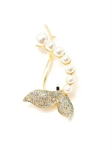 Faux Pearl Fish Tail Decor Hair Clip - Gold - View 4