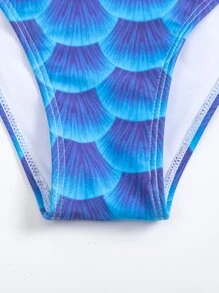 Bộ bikini ba chiều in vảy cá đi biển mùa hè có đuôi - Nhiều màu - Xem 7
