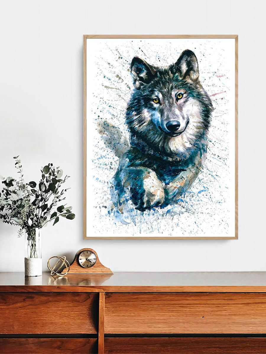 Wolf Print Unframed Painting - Multicolor - View 1