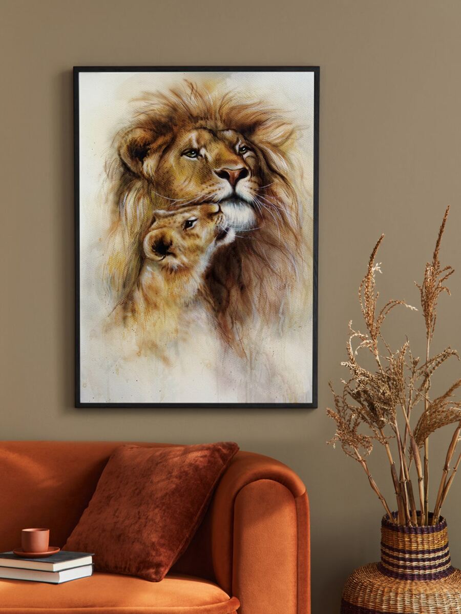 1入組獅子圖案無框畫 - 彩色 - 查看 1