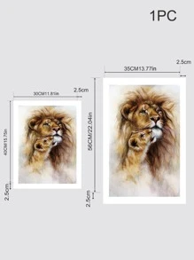 1入組獅子圖案無框畫 - 彩色 - 查看 4