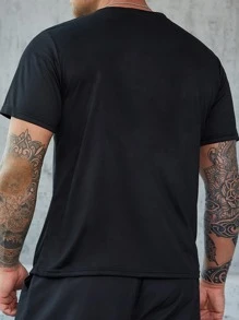 Manfinity 男士字母和天使印花T恤 - 黑色 - 查看 2