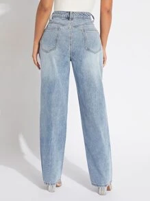 SHEIN SXY Jeans de pierna recta desgarro - Lavado ligero - Ver 2