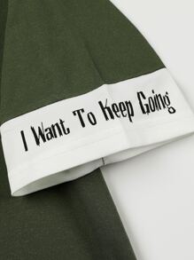 Manfinity Hypemode Tops Nam Khối Màu Slogan Giải trí - xanh quân đội - Xem 6