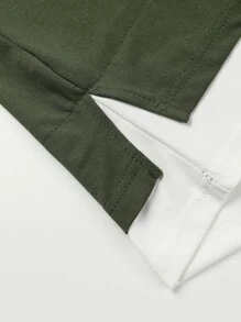 Manfinity Hypemode Tops Nam Khối Màu Slogan Giải trí - xanh quân đội - Xem 7