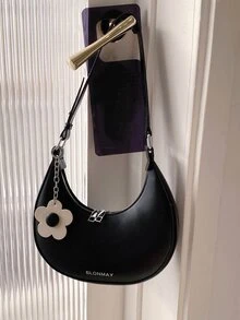Floral Decor Hobo Bag - Black - View 4