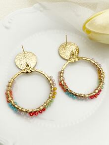 Beaded Drop Earrings - Multicolor - View 2