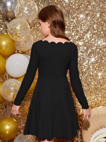 SHEIN 少女蛤邊修飾鐘形裙裙,無腰帶