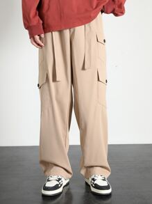 SHEIN Men Flap Pocket Side Cargo Pants - Khaki - View 6