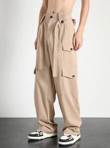 SHEIN Men Flap Pocket Side Cargo Pants - Khaki - View 3