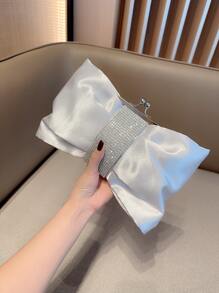 Moonlit EveBag Lấp lánh, Lấp lánh, Trang trí Rhinestone thanh lịch, Khóa móc khóa, Túi buổi tối bằng vải satin Túi đựng đồ ăn tối cho bé gái dự tiệc, phụ nữ, dành cho phụ nữ Hoàn hảo cho tiệc tùng, đám cưới, vũ hội, bữa tối/tiệc, làm quà tặng tốt nhất cho phụ nữ Ngày lễ tình nhân - Bạc - Xem 3