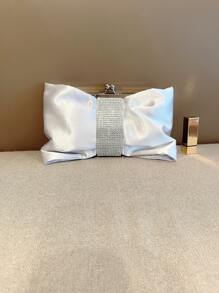 Moonlit EveBag Lấp lánh, Lấp lánh, Trang trí Rhinestone thanh lịch, Khóa móc khóa, Túi buổi tối bằng vải satin Túi đựng đồ ăn tối cho bé gái dự tiệc, phụ nữ, dành cho phụ nữ Hoàn hảo cho tiệc tùng, đám cưới, vũ hội, bữa tối/tiệc, làm quà tặng tốt nhất cho phụ nữ Ngày lễ tình nhân - Bạc - Xem 7