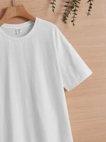 SHEIN Girls Slogan & Floral Print Drop Shoulder Tee - White - View 5