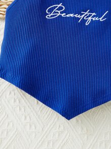 SHEIN 女孩字母圖案頭巾下擺背心上衣