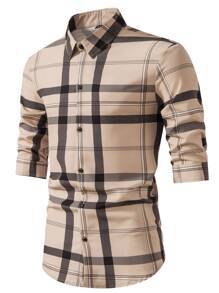 Manfinity Homme Men Plaid Print Shirt - Khaki - View 3