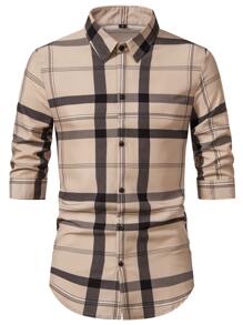 Manfinity Homme Men Plaid Print Shirt - Khaki - View 4