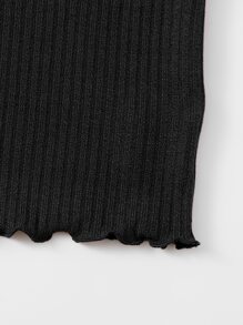 SHEIN EZwear Plus Notch Neck Lettuce Edge Tee