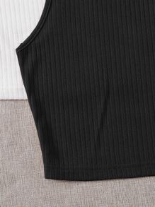 SHEIN EZwear Two-Piece Set Women Tank Tops & Camis - Black and White - View 4