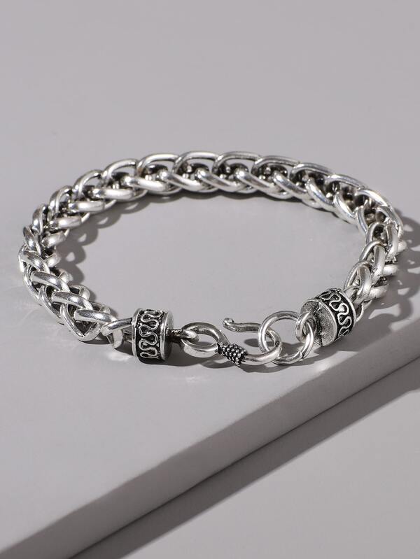 1pc Men's Minimalist Metal Braided Bracelet, Everyday Wear Gift For Lover On Holidays Or Birthday