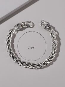 1pc Men's Minimalist Metal Braided Bracelet, Everyday Wear Gift For Lover On Holidays Or Birthday - Antique Silver - View 3