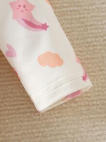 Baby Rainbow & Star Print Footed Sleep Jumpsuit - Beige - View 4