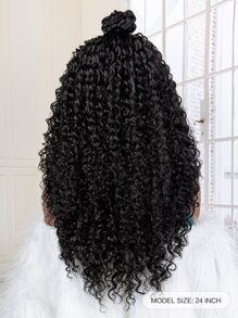 13*4 Lace Front Long Curly Synthetic Wig - Black - View 5