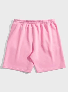 Manfinity VCAY Men Letter Graphic Drawstring Waist Shorts - Baby Pink - View 2