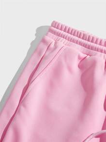 Manfinity VCAY Men Letter Graphic Drawstring Waist Shorts - Baby Pink - View 4