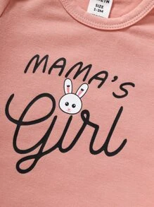 嬰兒2入組卡通和字母圖案連體衣