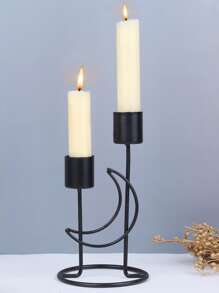 1pc Moon Decor Candle Holder - Black - View 2