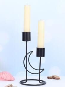 1pc Moon Decor Candle Holder - Black - View 4