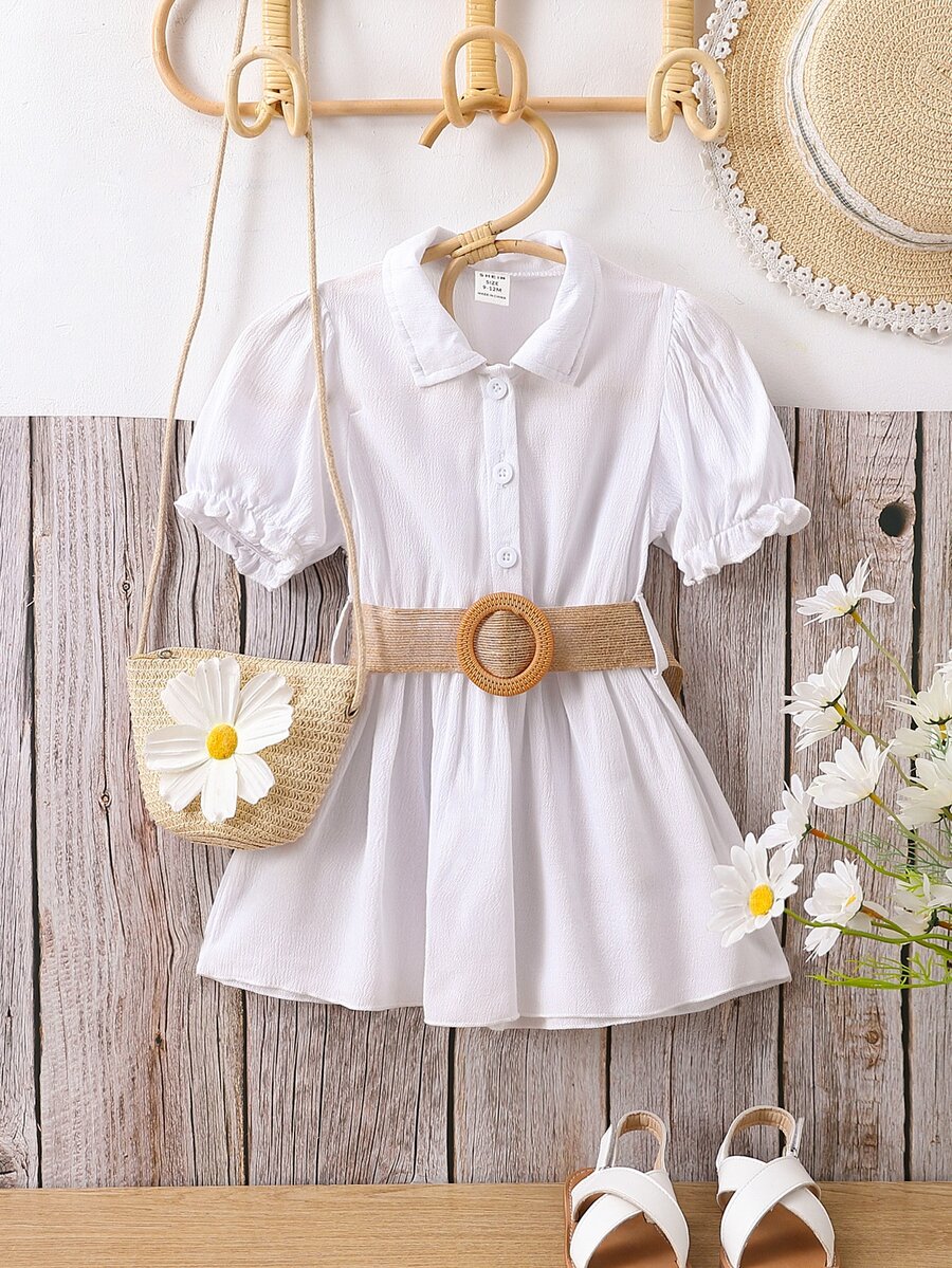 嬰兒泡泡袖襯衫洋裝不附腰帶