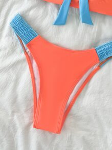 Bộ bikini đi biển mùa hè cắt cao hai tông màu phía trước - Nhiều màu - Xem 6